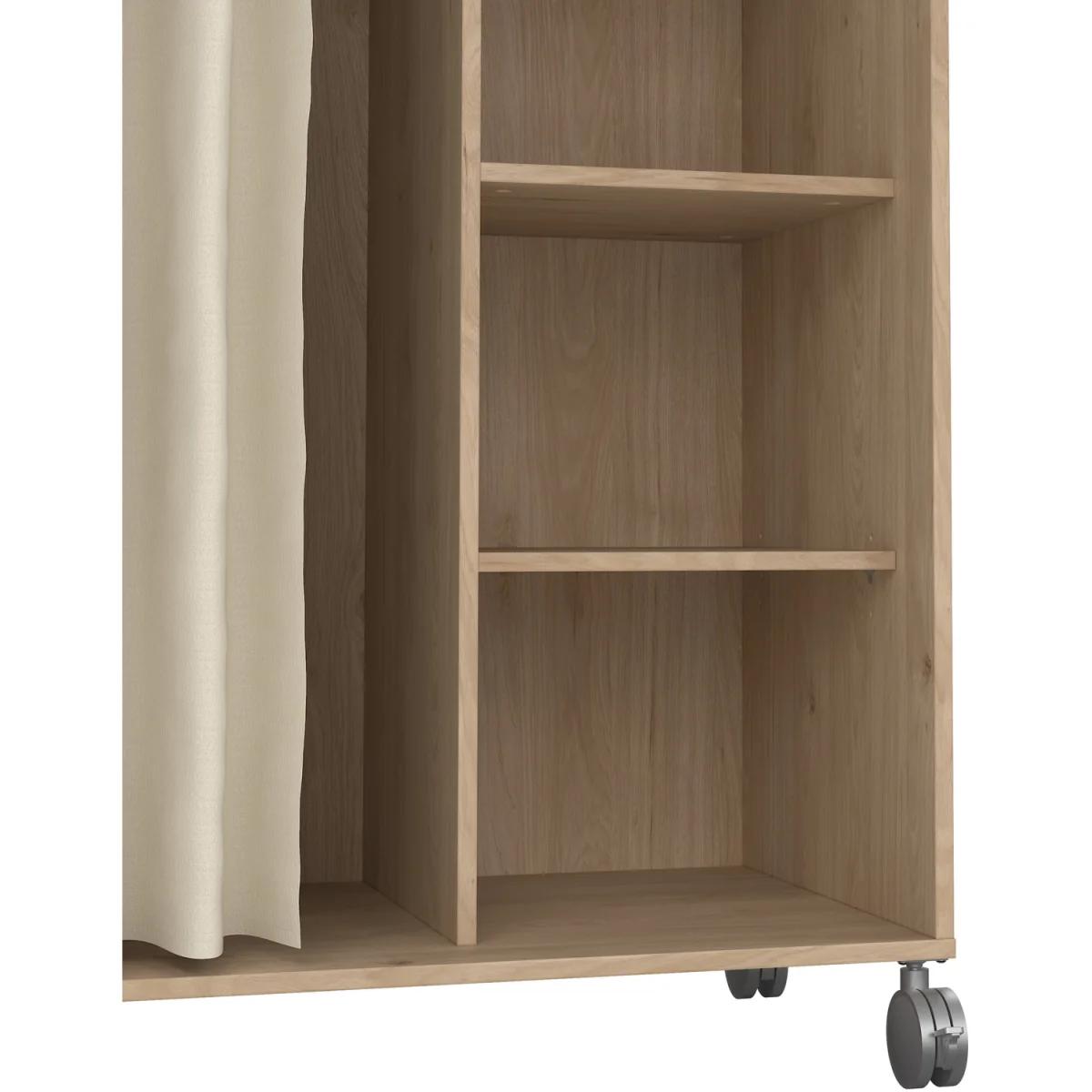 Uppsala Open Mobile Wardrobe Unit A Textile Curtain On Wheels - Jackson Hickory – image 7