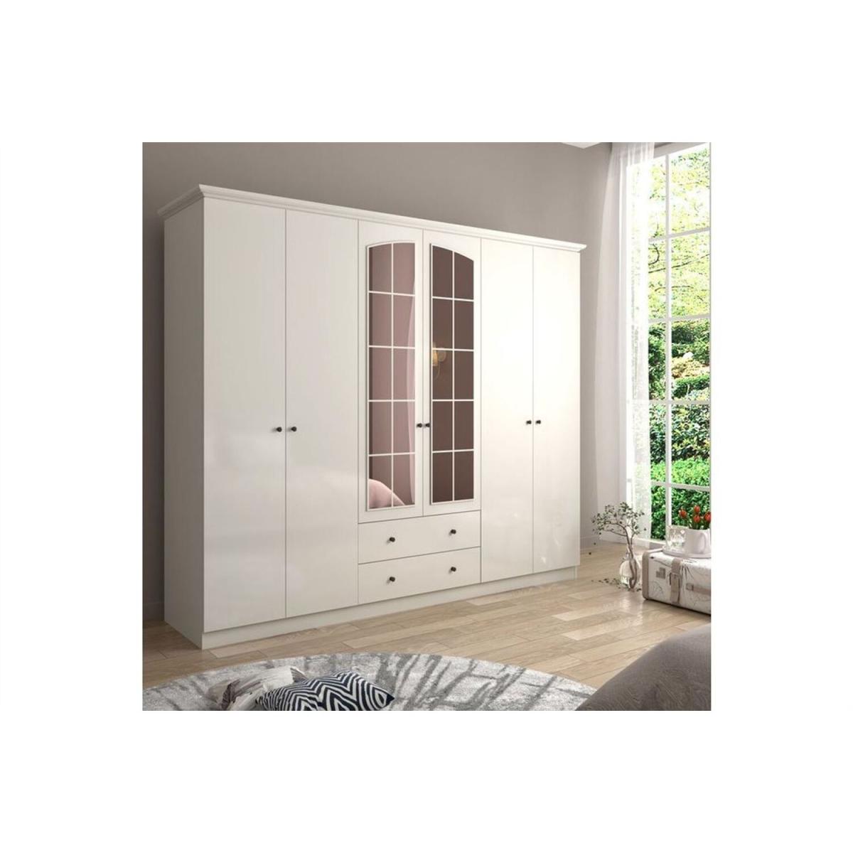 Rose 6 Doors and 2 Drawers Wardrobe - White – image 2