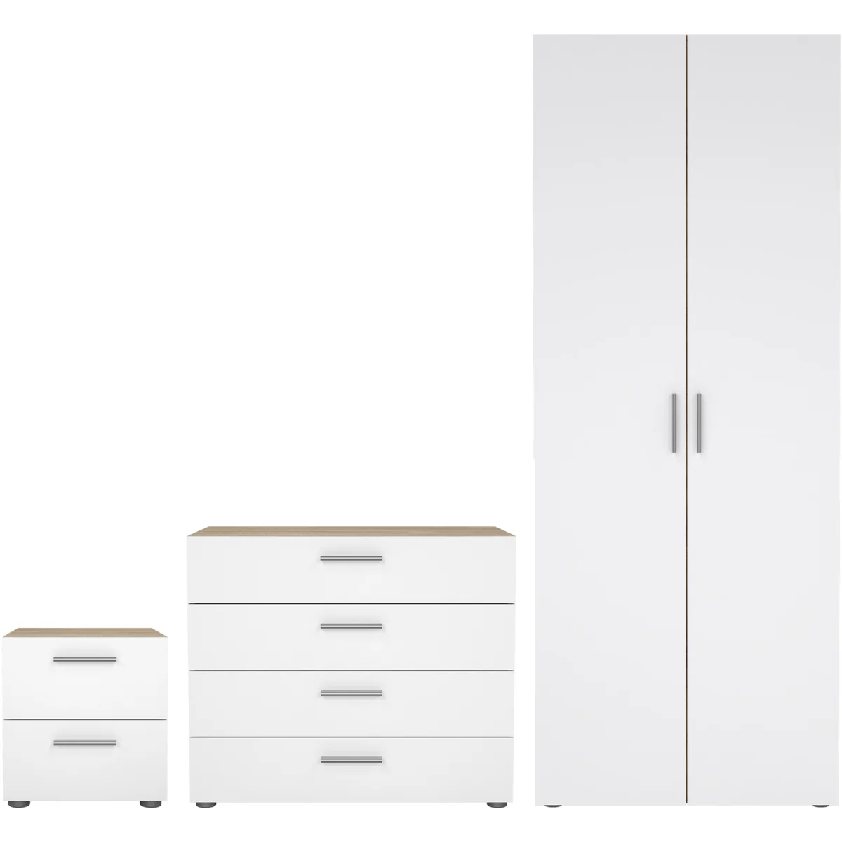 Pepe Package ¿ Bedside, Chest & 2¿Door Wardrobe in Oak/White Gloss - Oak & White High Gloss – image 2