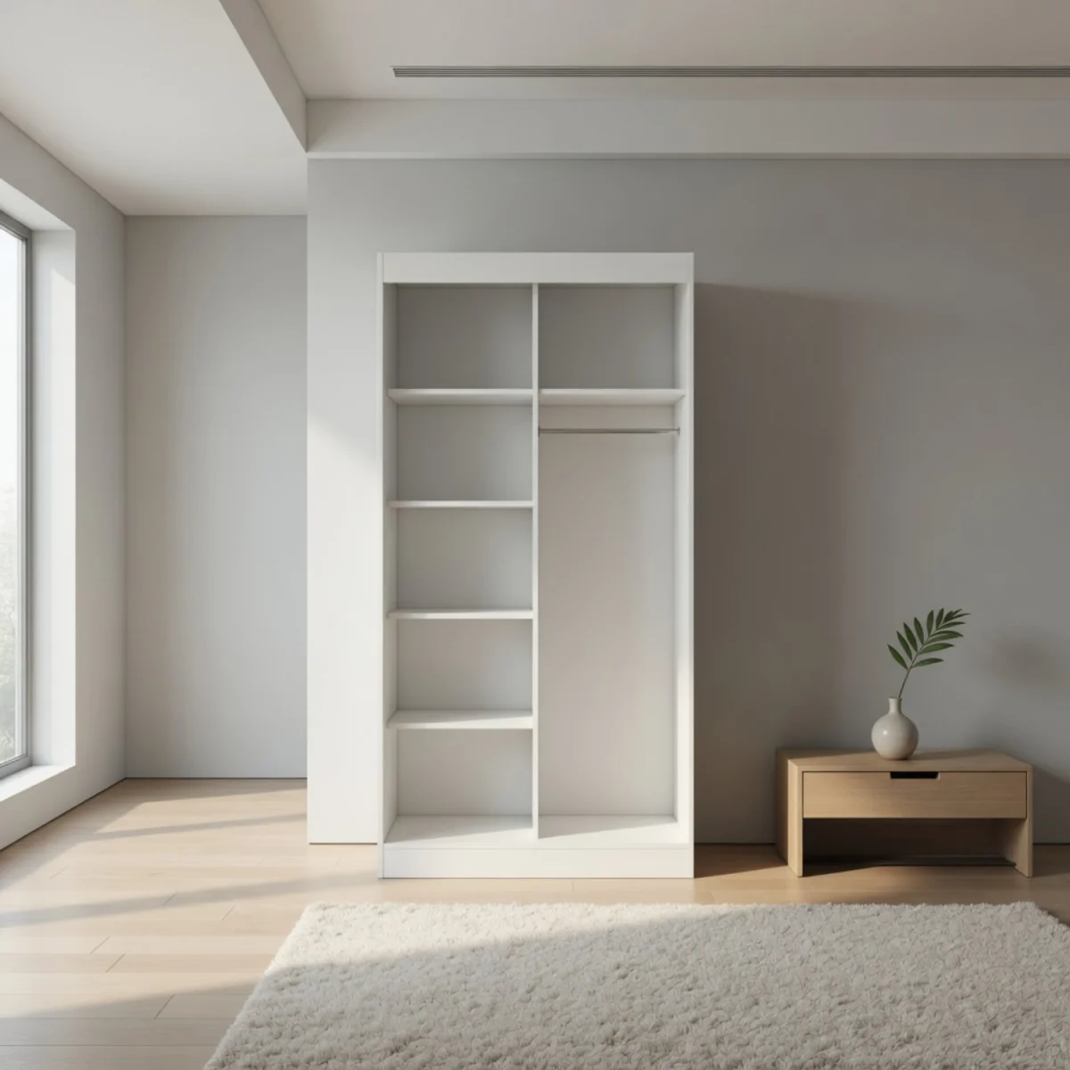 Pacific 100cm Gloss White Sliding Door Wardrobe with Mirror - White – image 2