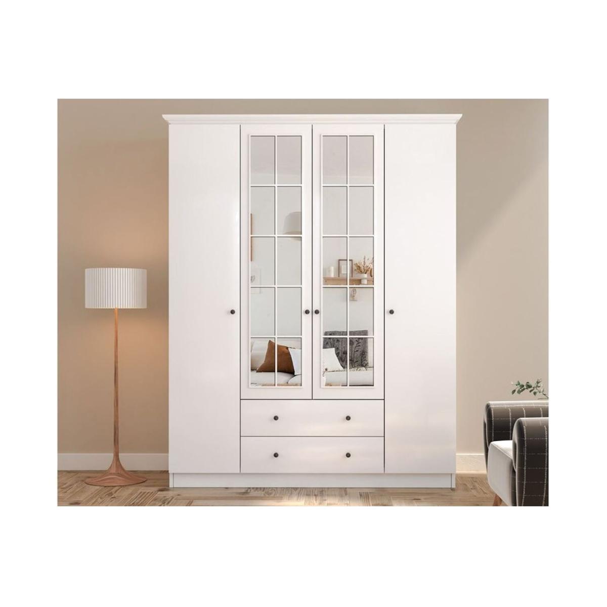 Patara 4 Doors and 2 Drawers Wardrobe white - White – image 1