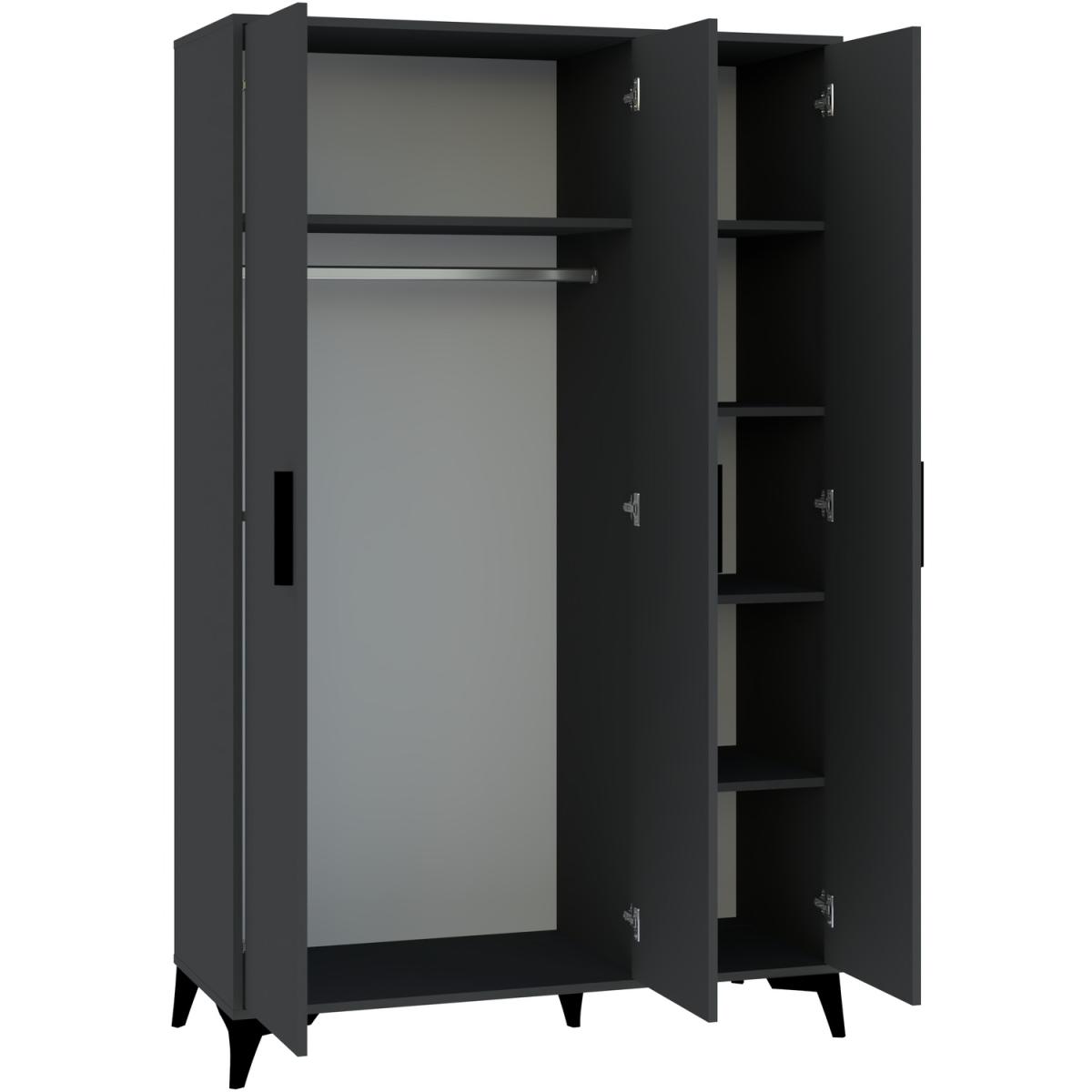Jacks 3 Door Mirrored Wardrobe - Grey – image 3