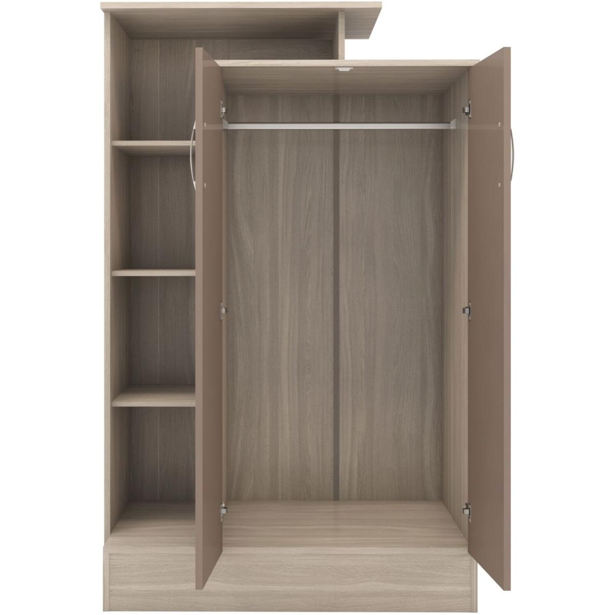 Nevada Petite Open Shelf Wardrobe - Oyster Gloss, Light Oak / Oyster Gloss, Light Oak – image 4
