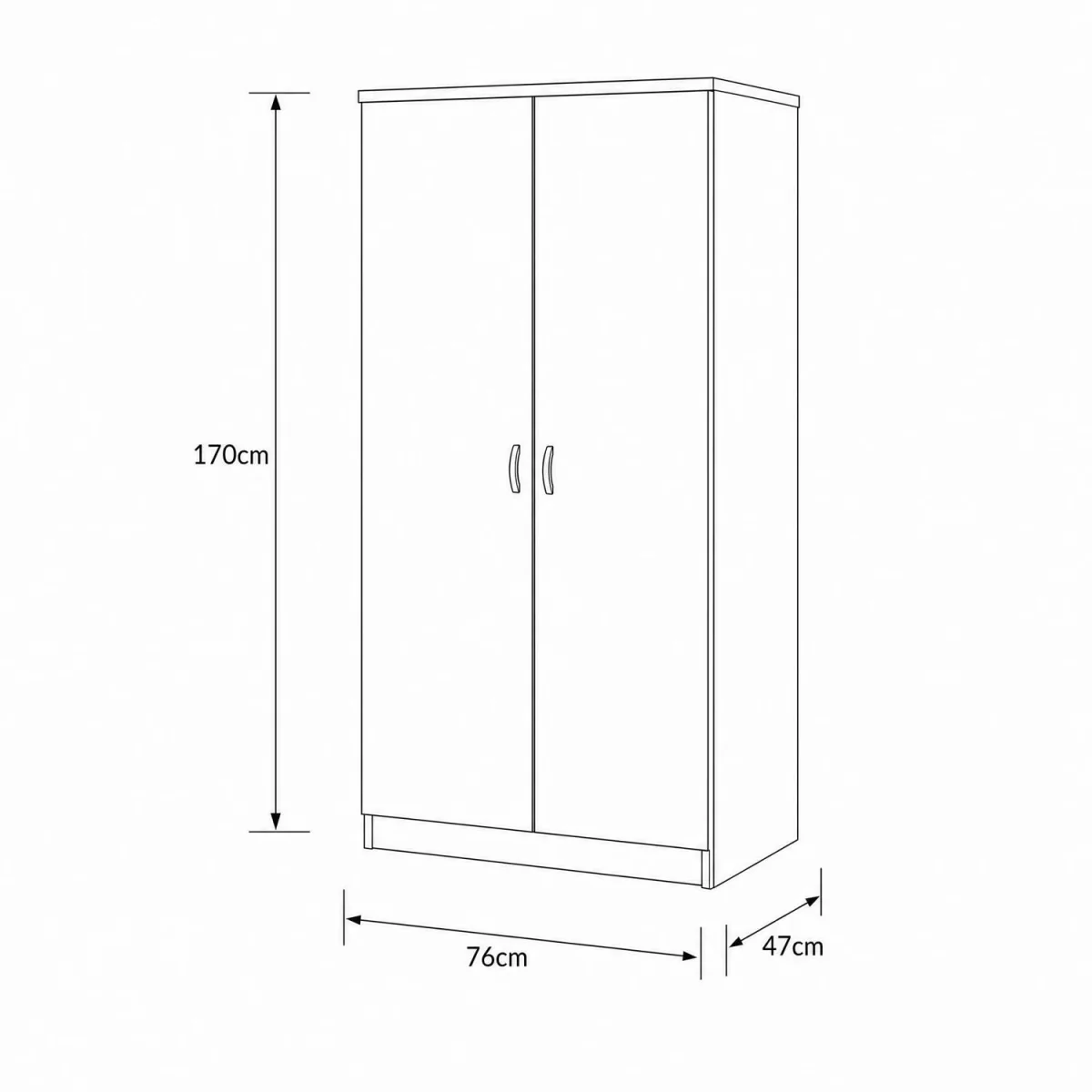 FWStyle Promo Oak 2 Door Double Wardrobe Tall Modern Design - Oak – image 7