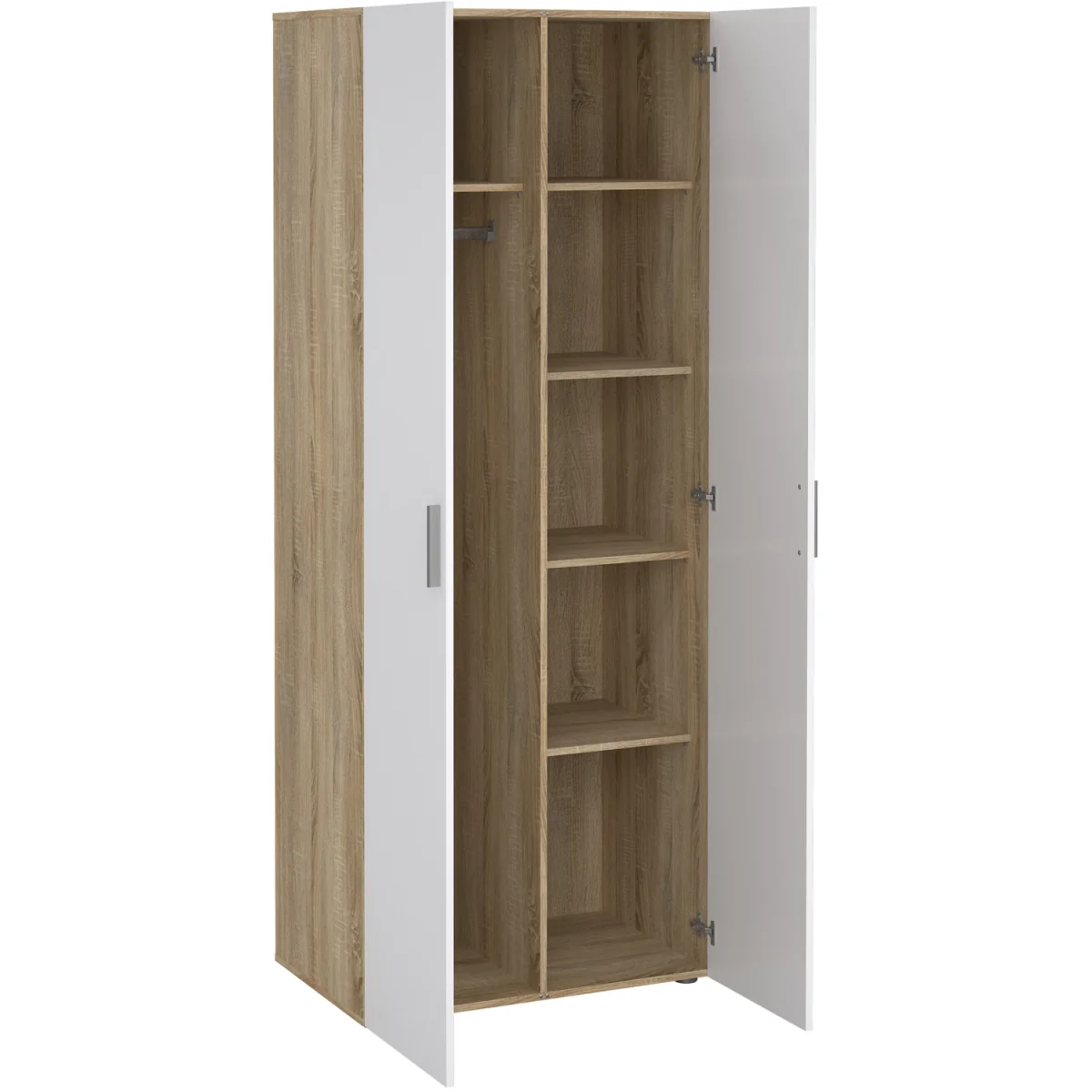 Pepe Wardrobe with 2 Doors in Oak with White High Gloss - Oak & White High Gloss – image 3