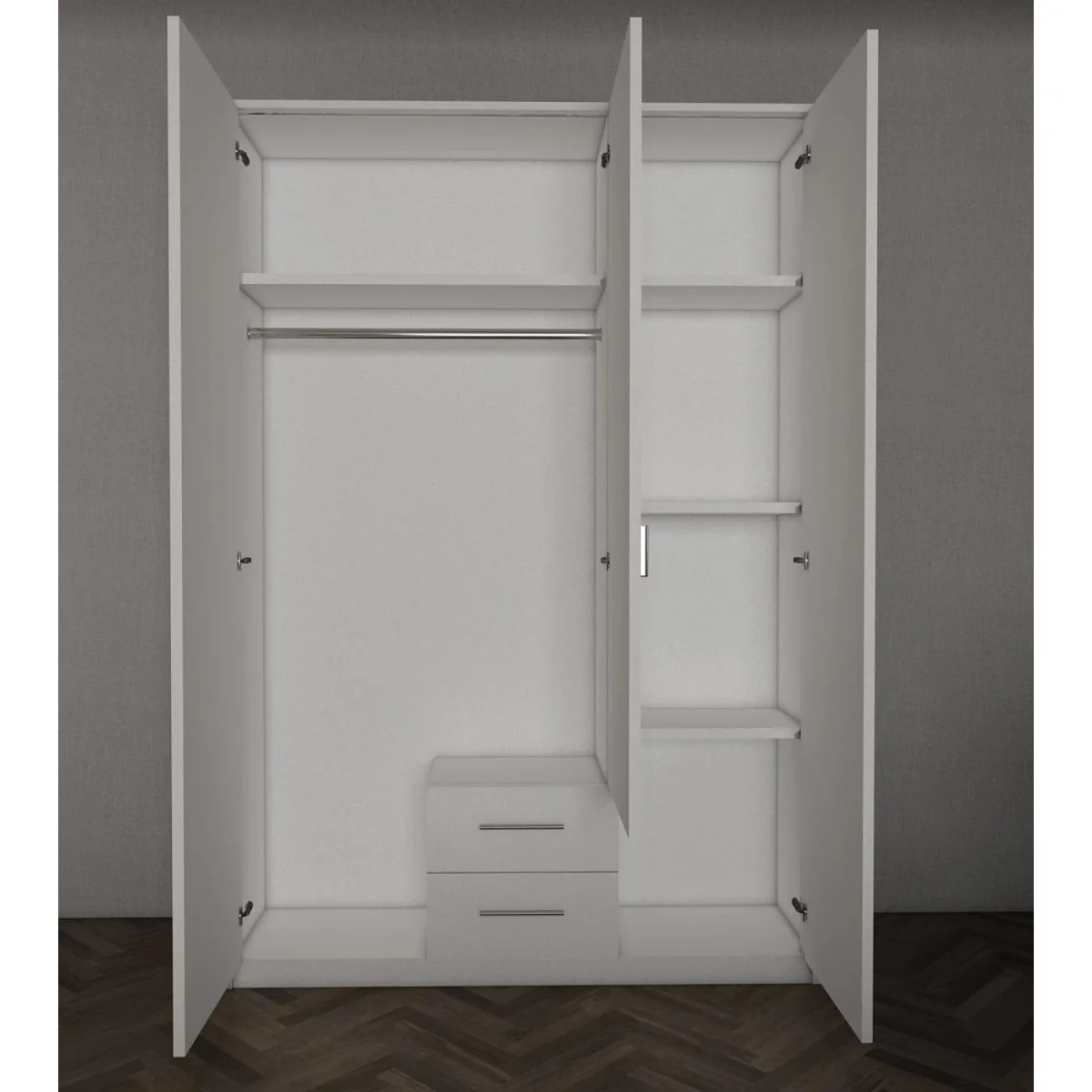 Swindon Medium Grey 3 Door 120cm Wardrobe with Mirror and 2 Drawers - Grey – image 5