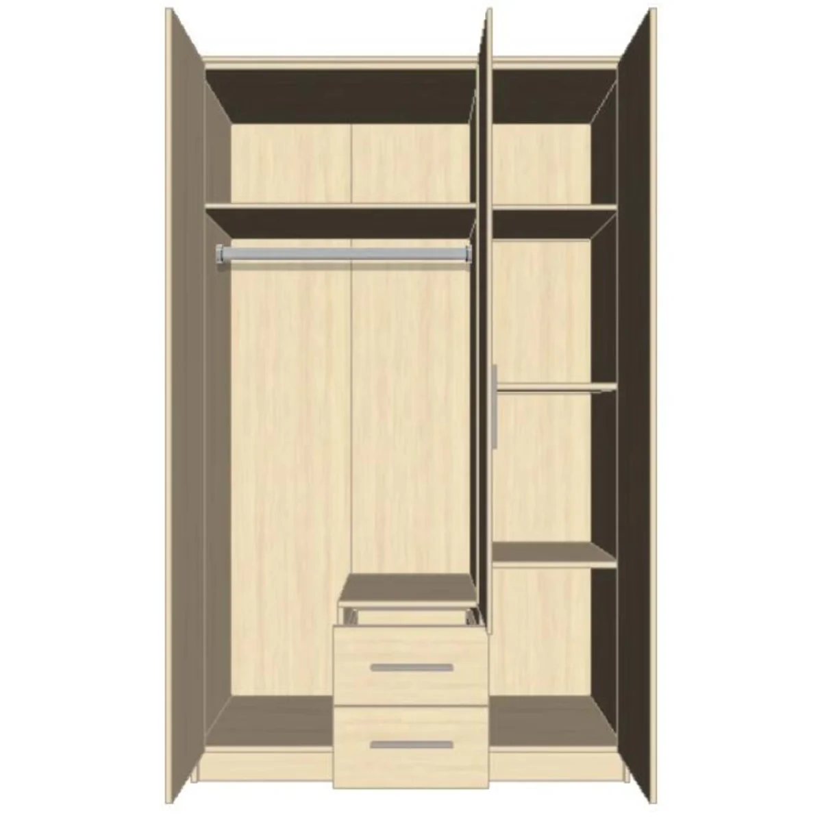 Swindon Medium Grey 3 Door 120cm Wardrobe with Mirror and 2 Drawers - Grey – image 6
