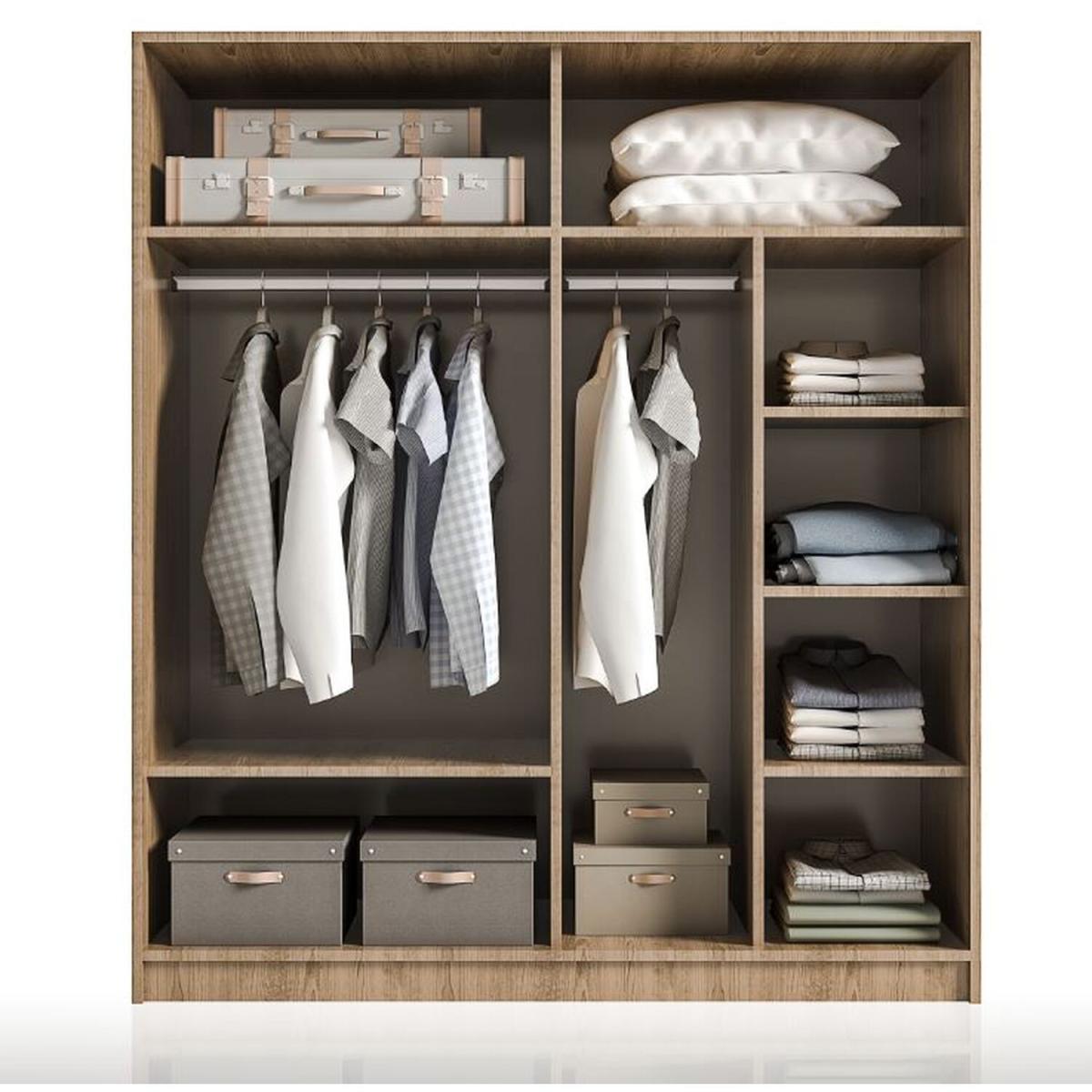 TUANA 160cm Sliding Door Wardrobe, Oak-White - Oak-White – image 3