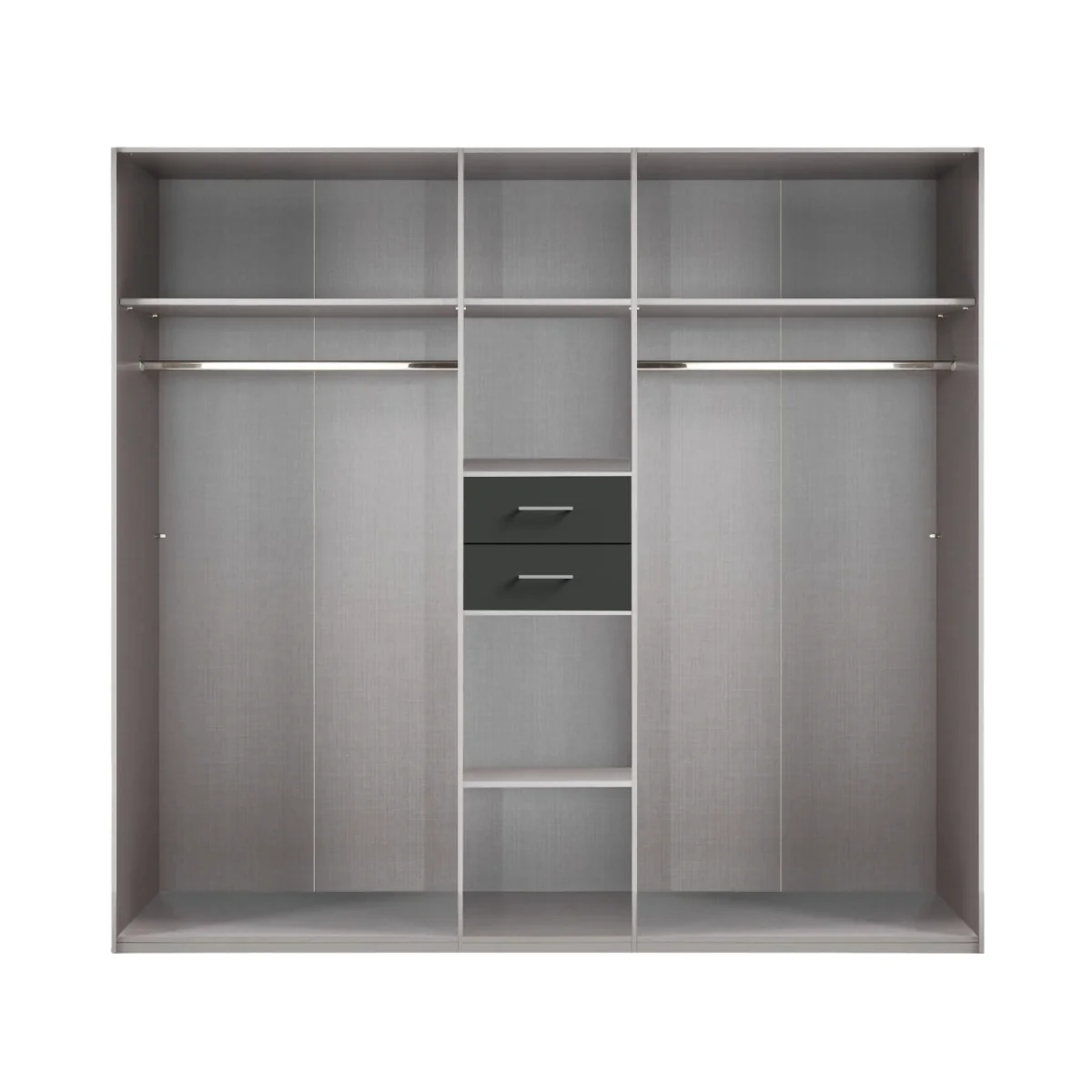 Odessa Matt White and Oak 5 Door 225cm Wardrobe with Mirror - White – image 4