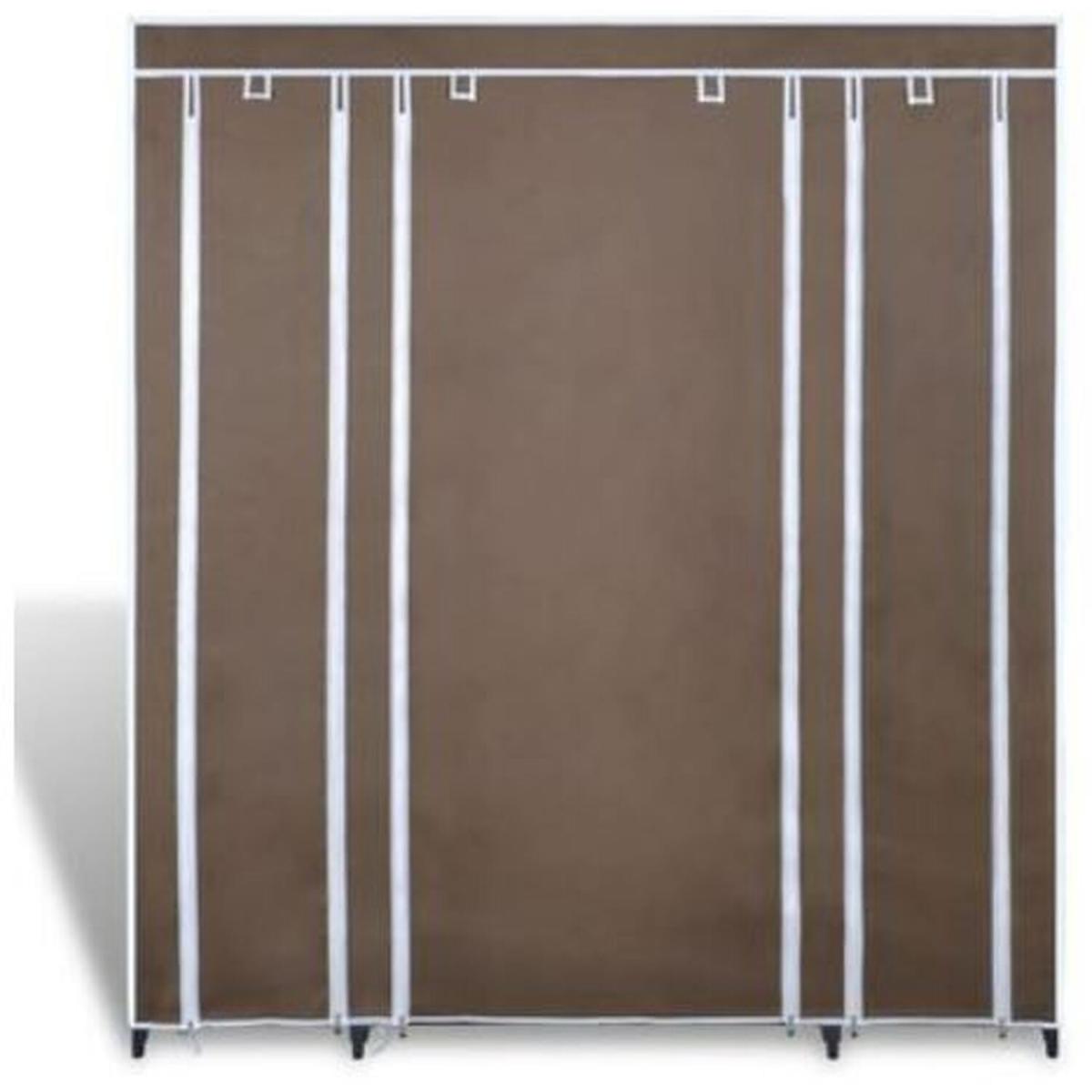 vidaXL Fabric Wardrobe with Compartments and Rods - Brown – image 2