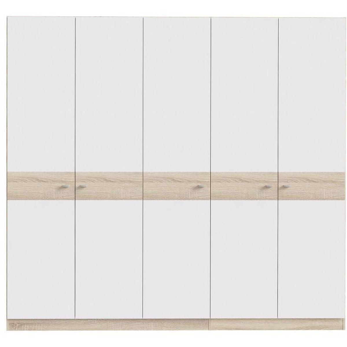Large 5 Door Matt White Wardrobe With Sonoma Oak Detailing - White – image 4