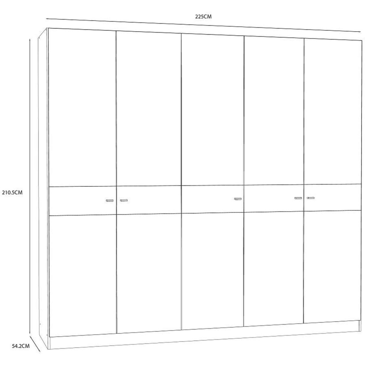 Large 5 Door Matt White Wardrobe With Sonoma Oak Detailing - White – image 7