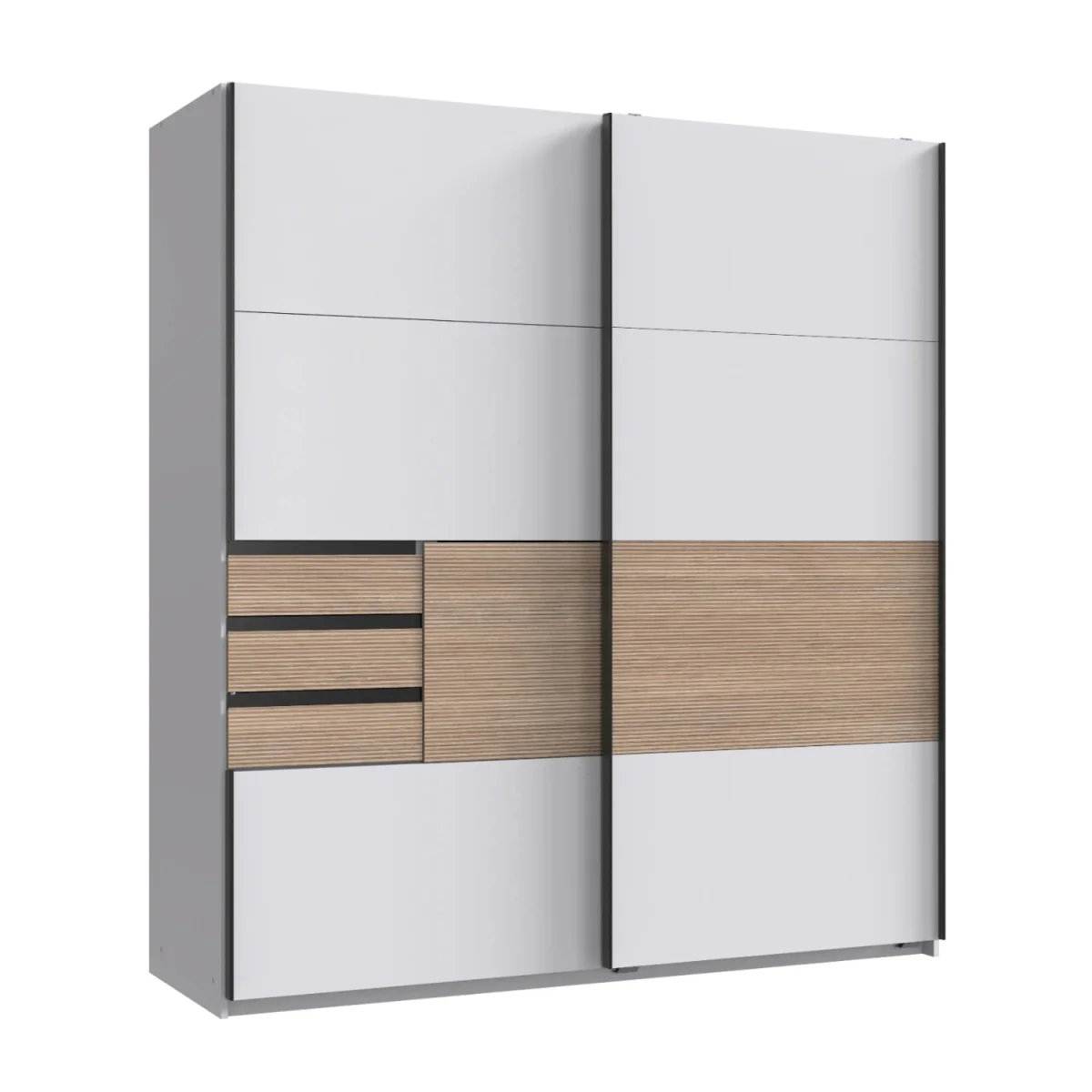 Bremen 2 Door Sliding White Wardrobe - White – image 3