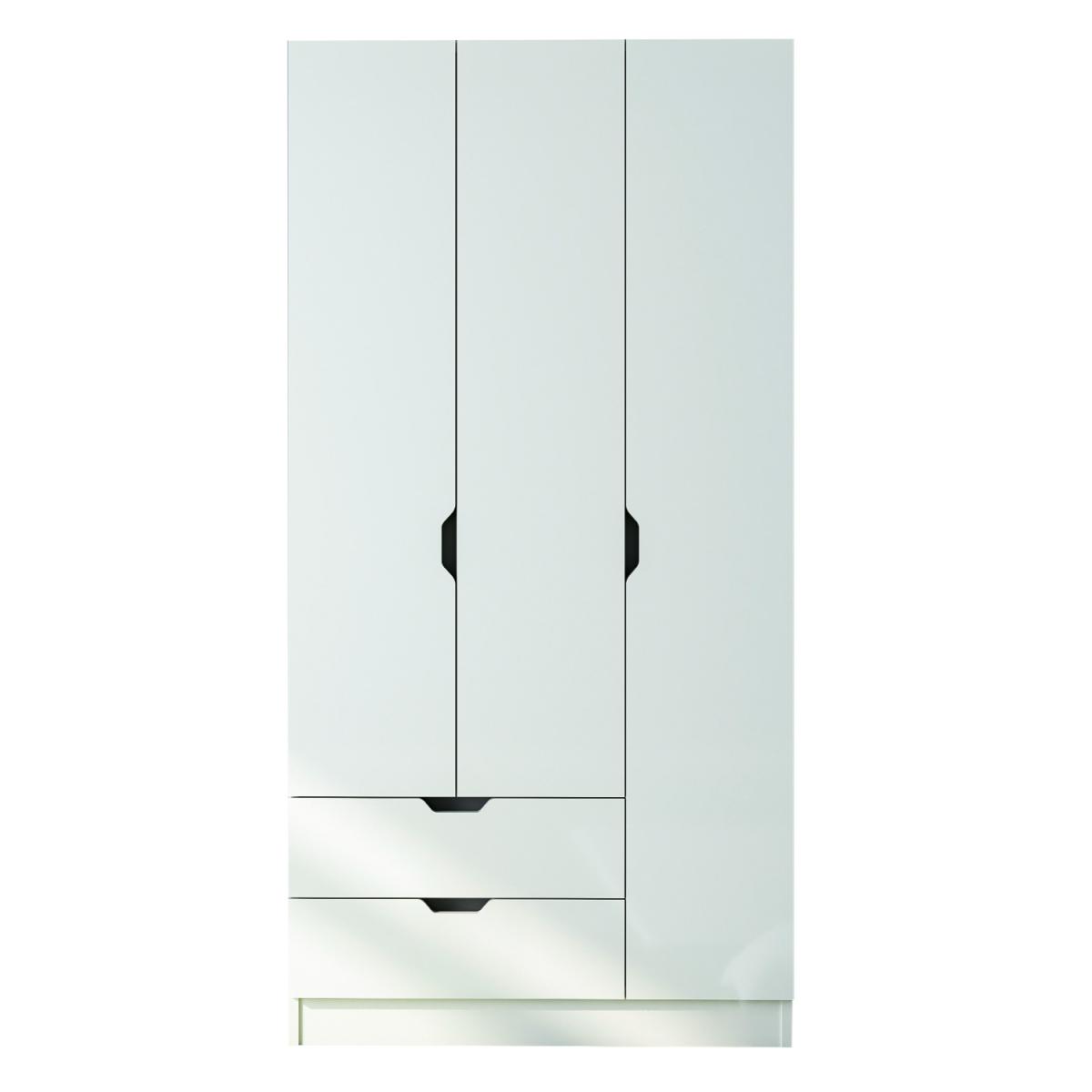BERGEN 3 Door 2 Drawers White Wardrobe - White – image 2