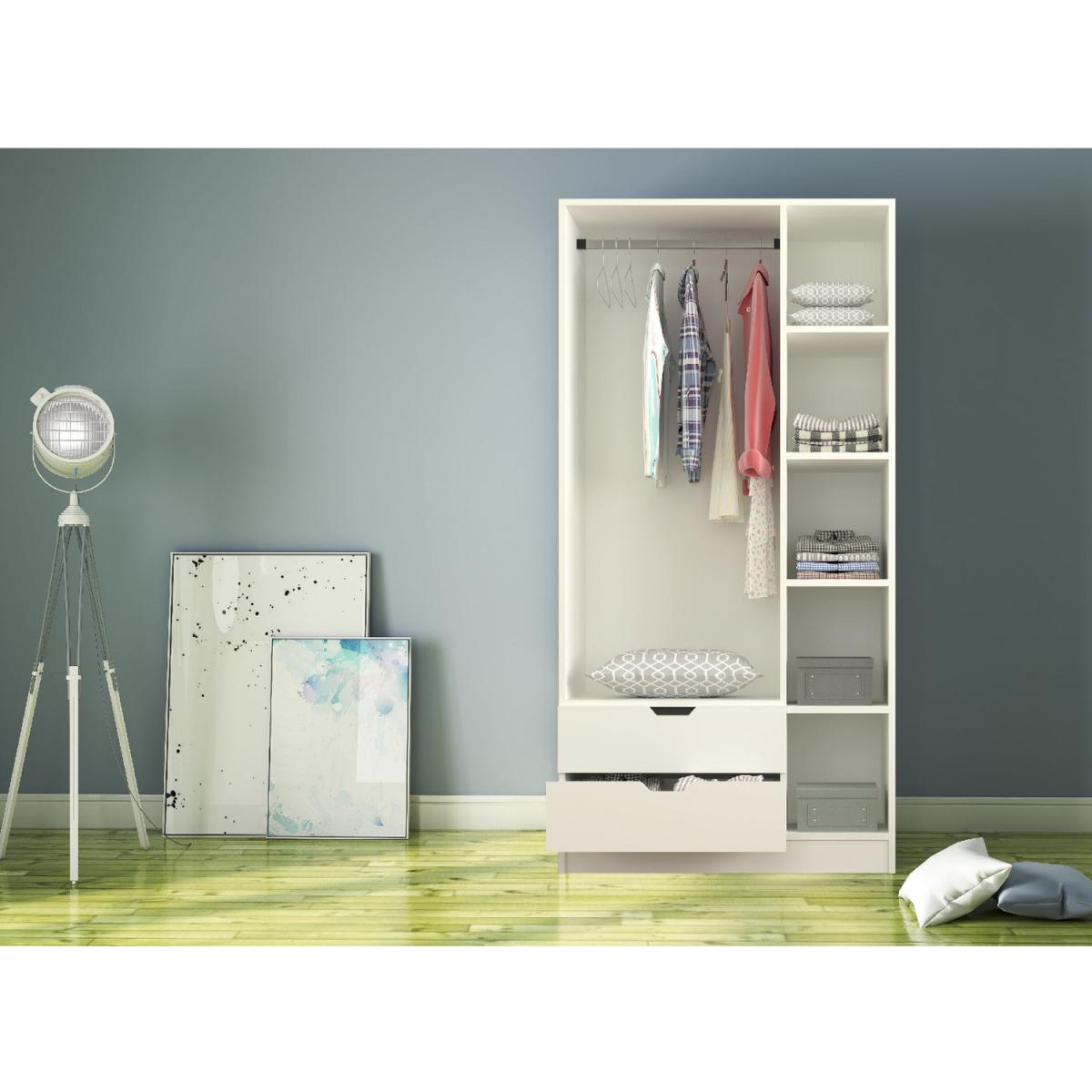 BERGEN 3 Door 2 Drawers White Wardrobe - White – image 4