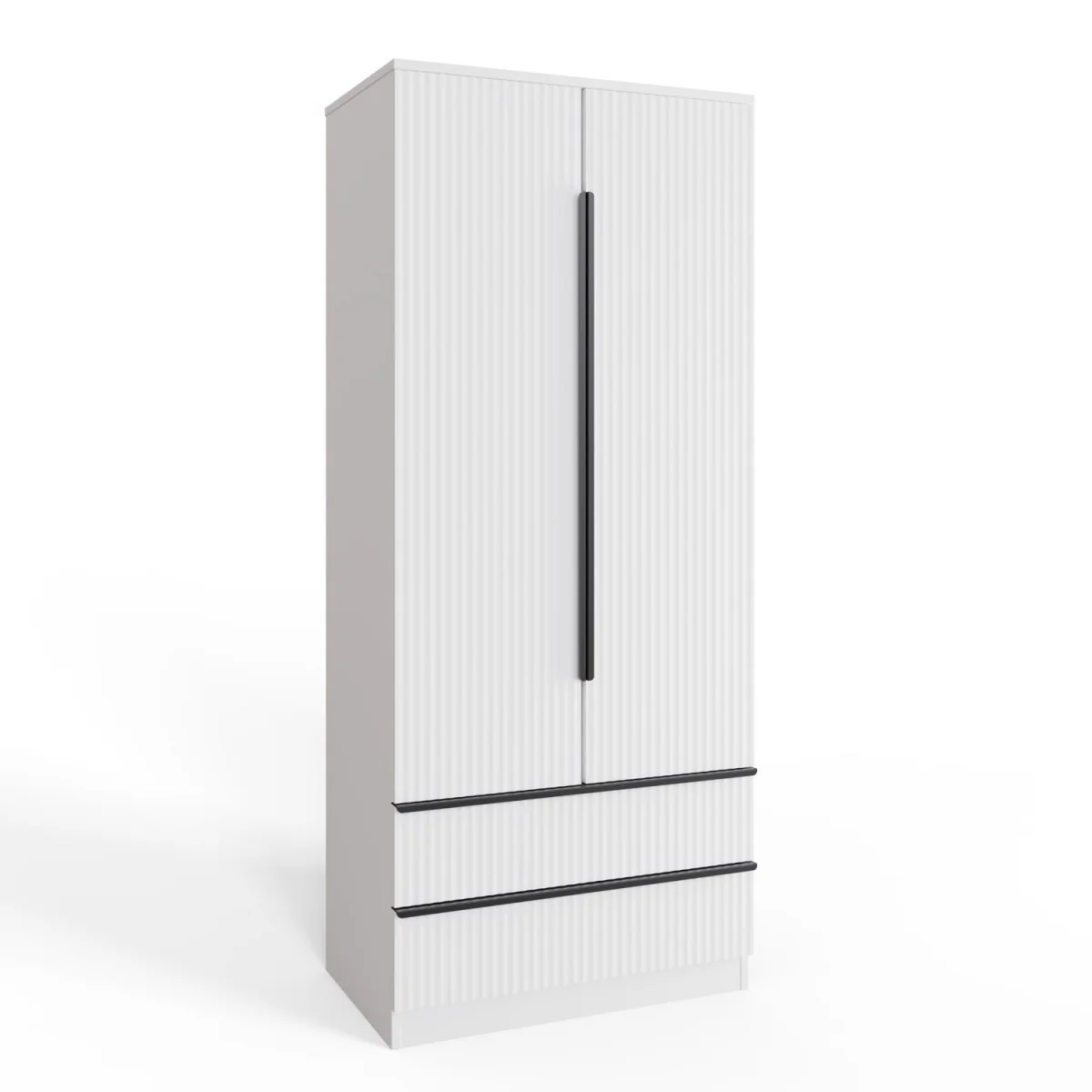 FWStyle White 2 Door 2 Drawer Combination Wardrobe Ripple Front - Matt White – image 3