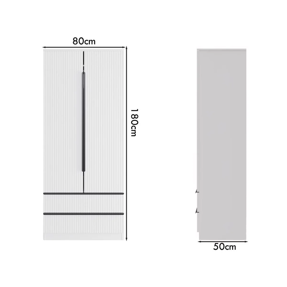 FWStyle White 2 Door 2 Drawer Combination Wardrobe Ripple Front - Matt White – image 5