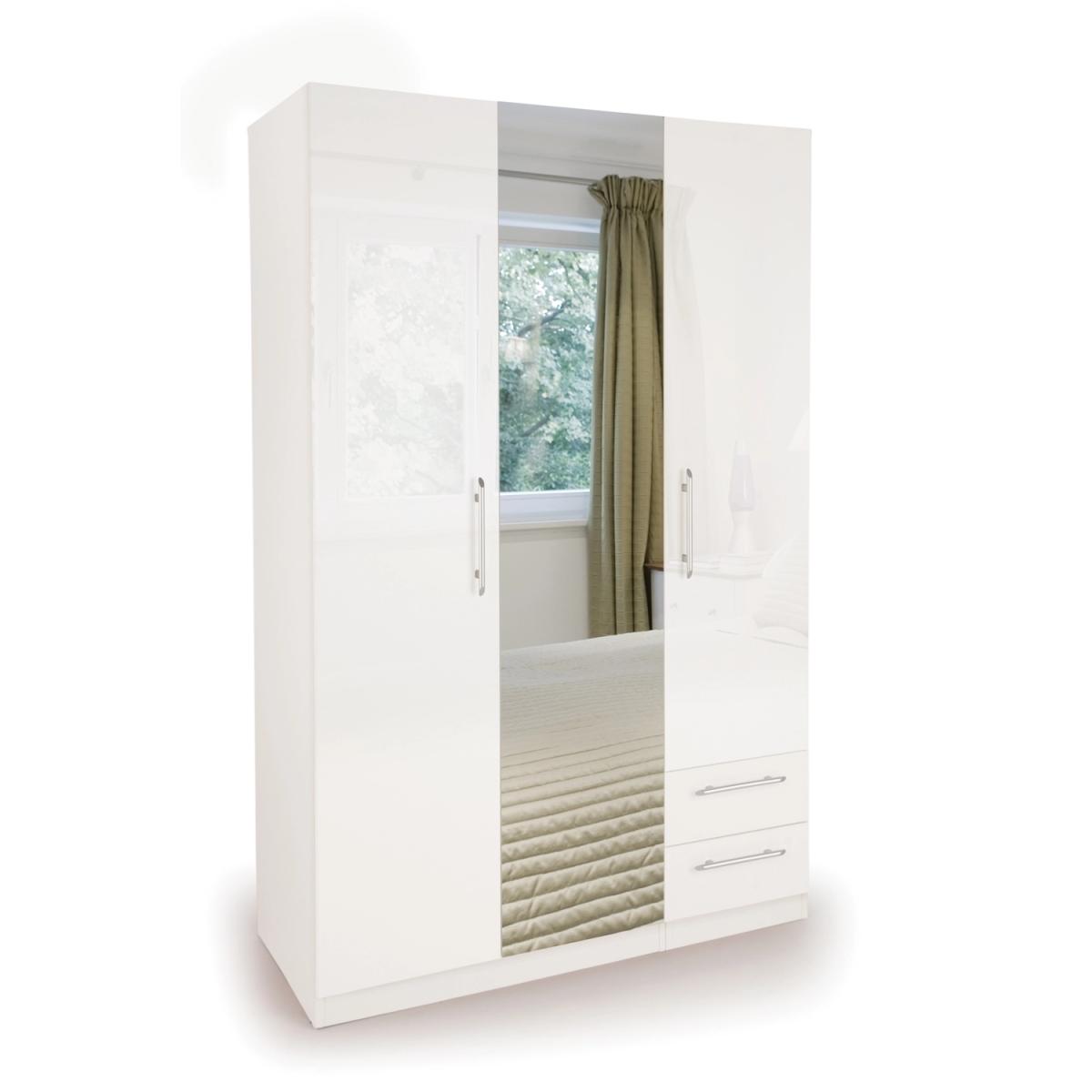 Ashburton Three Door Two Drawer Wardrobe with Mirror - Oak / White – image 2