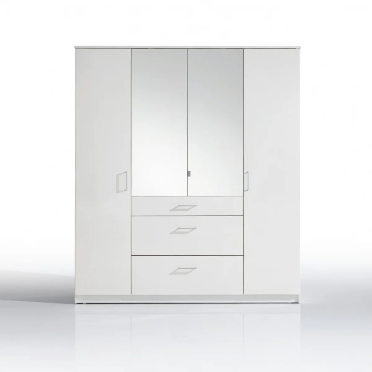 Clack White Gloss 4 Door Mirrored 180 cm Wardrobe - White – image 4