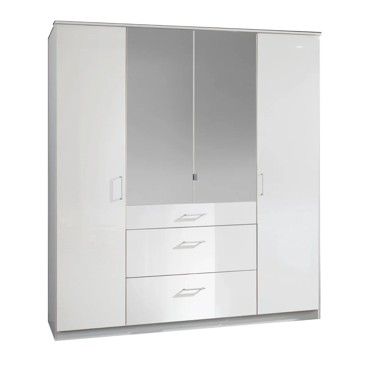 Clack White Gloss 4 Door Mirrored 180 cm Wardrobe - White – image 5