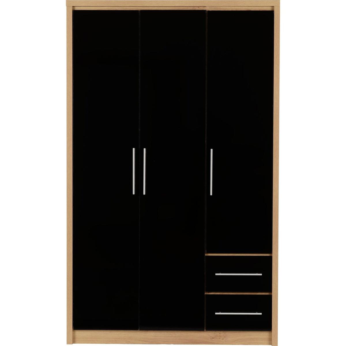 Seville 3 Door 2 Drawer Wardrobe - Black – image 2