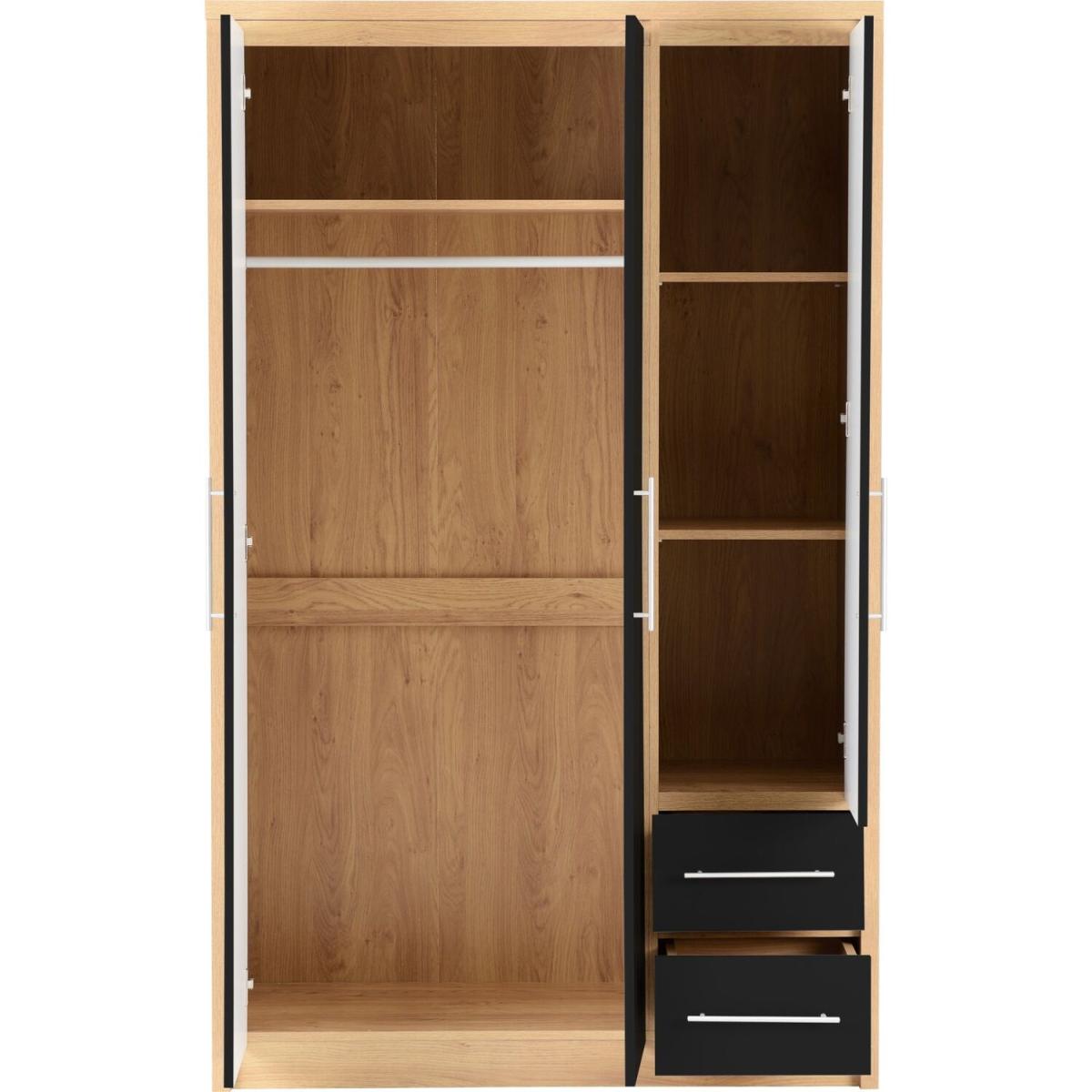 Seville 3 Door 2 Drawer Wardrobe - Black – image 3
