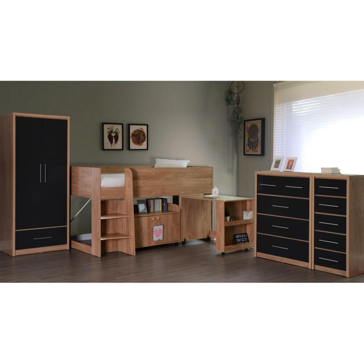 Seville 3 Door 2 Drawer Wardrobe - Black – image 8