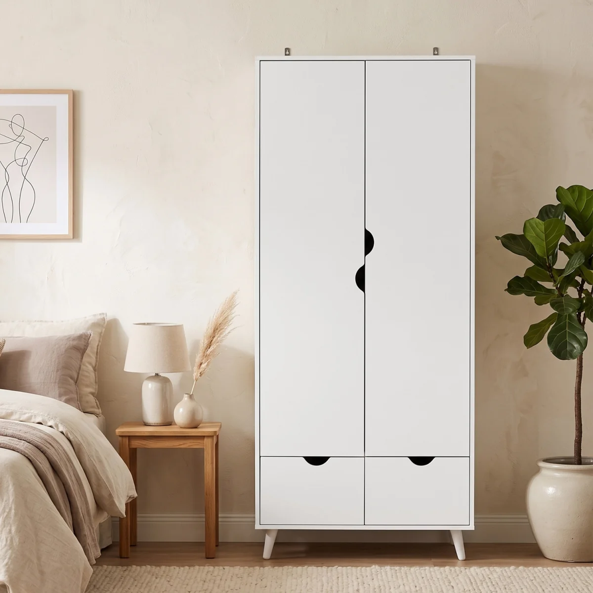 HOMCOM 2 Door Clothes Wardrobe - White – image 3