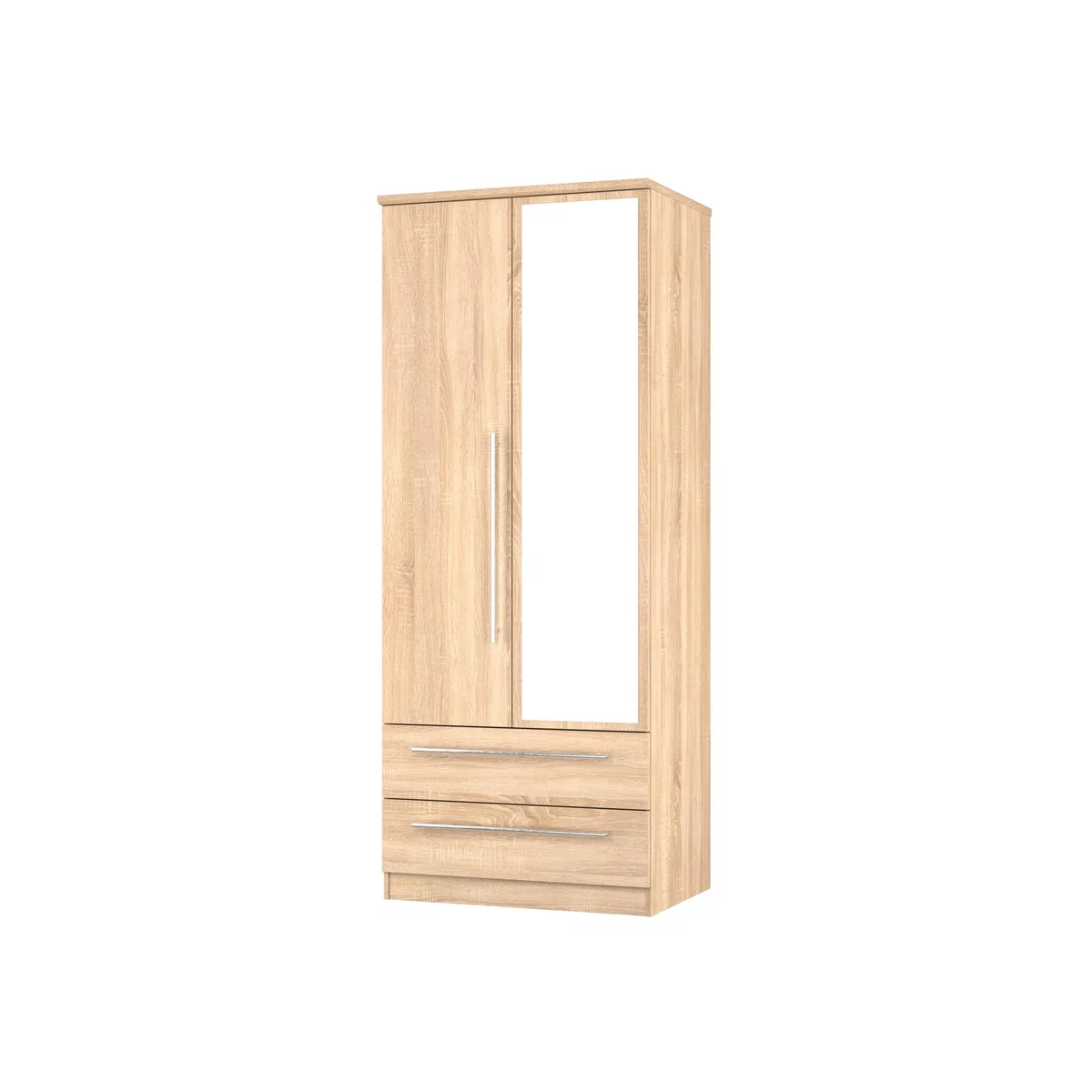 Sherwood Ready Assembled 2 Door 2 Drawer Mirrored Robe - Bardolino Oak