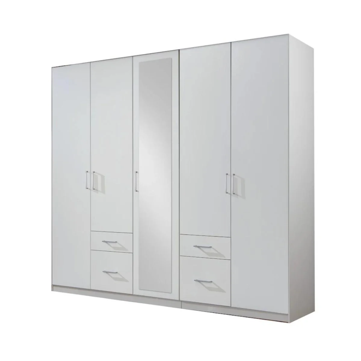 Fly White 5 Door 225cm Wardrobe with Mirror and 4 Drawers - White – image 3