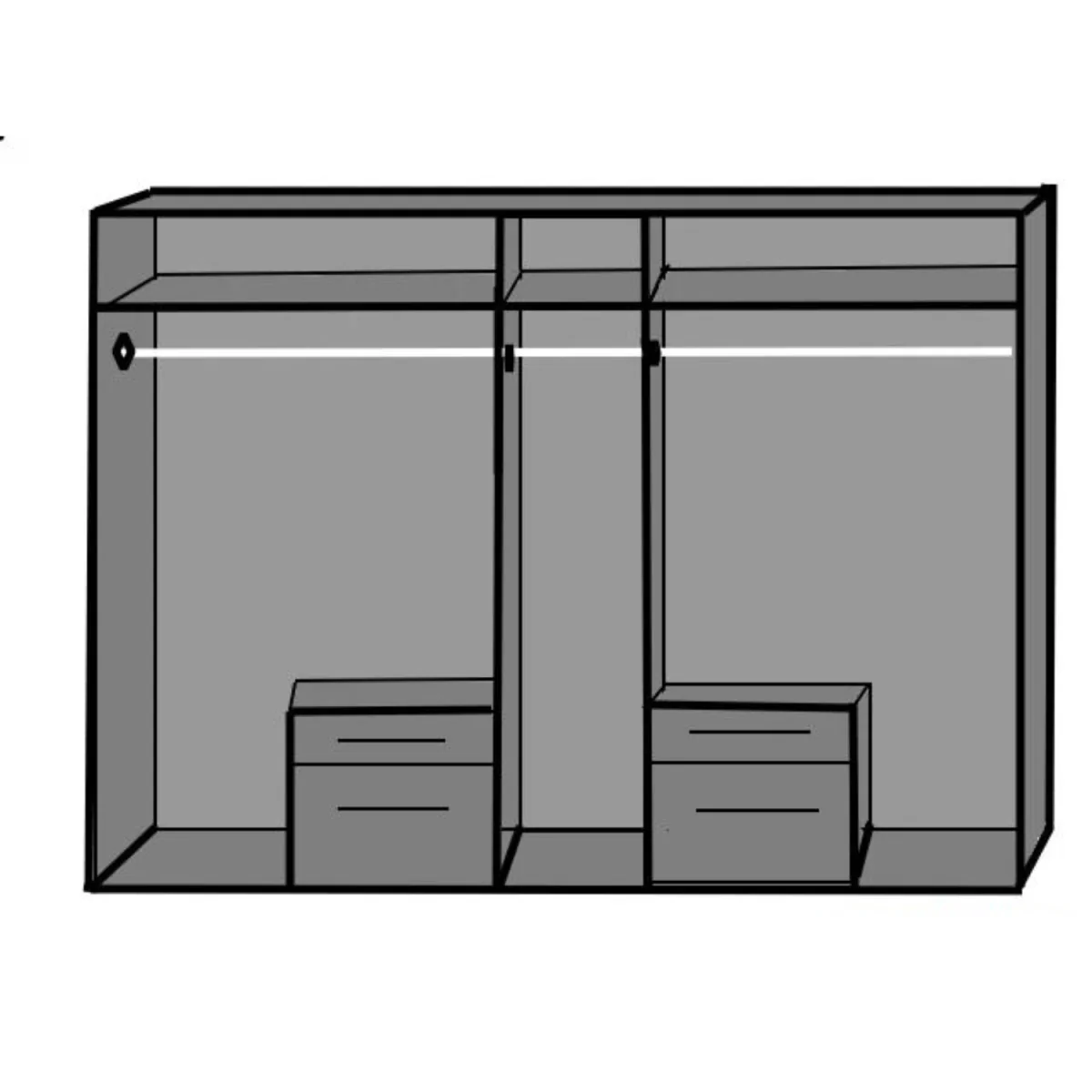 Fly White 5 Door 225cm Wardrobe with Mirror and 4 Drawers - White – image 4
