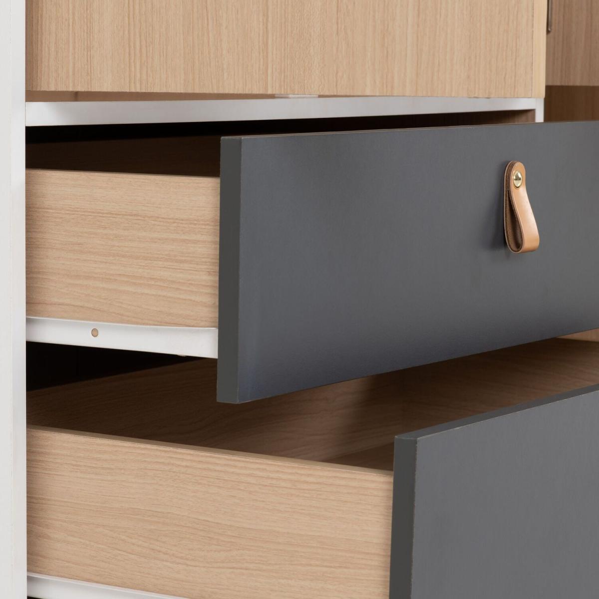 Brooklyn 3 Door 2 Drawer Wardrobe - White, Oak Effect and Grey – image 4
