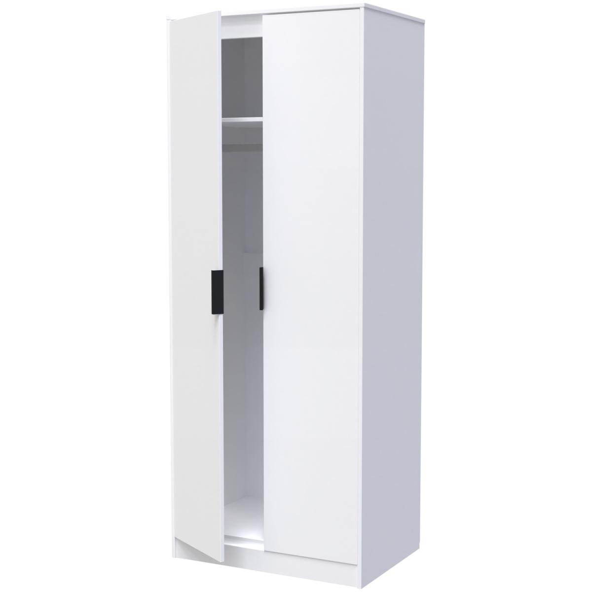 Diego Ready Assembled Tall Plain Wardrobe - White Matt – image 4