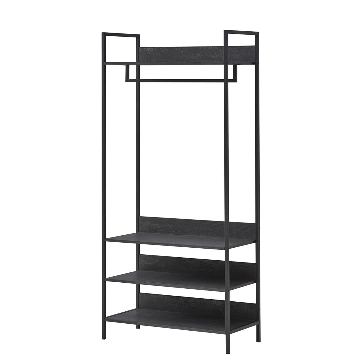Zahra Open Wardrobe with Four Shelves - Black / 83.8cm – image 2