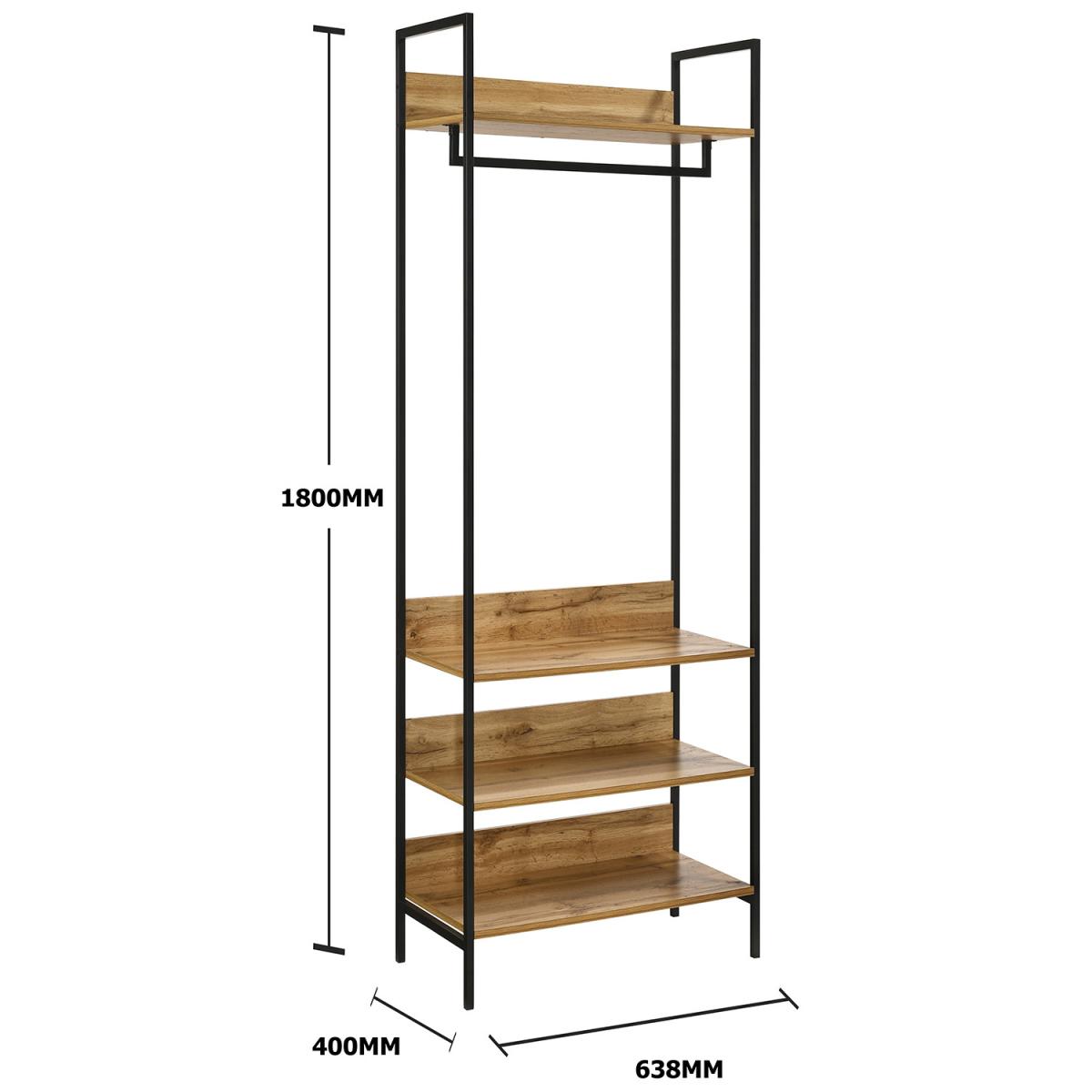 Zahra Open Wardrobe with Four Shelves - Black / 83.8cm – image 16
