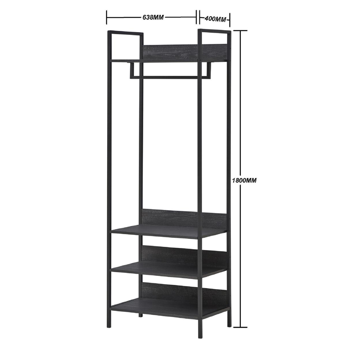 Zahra Open Wardrobe with Four Shelves - Black / 83.8cm – image 19