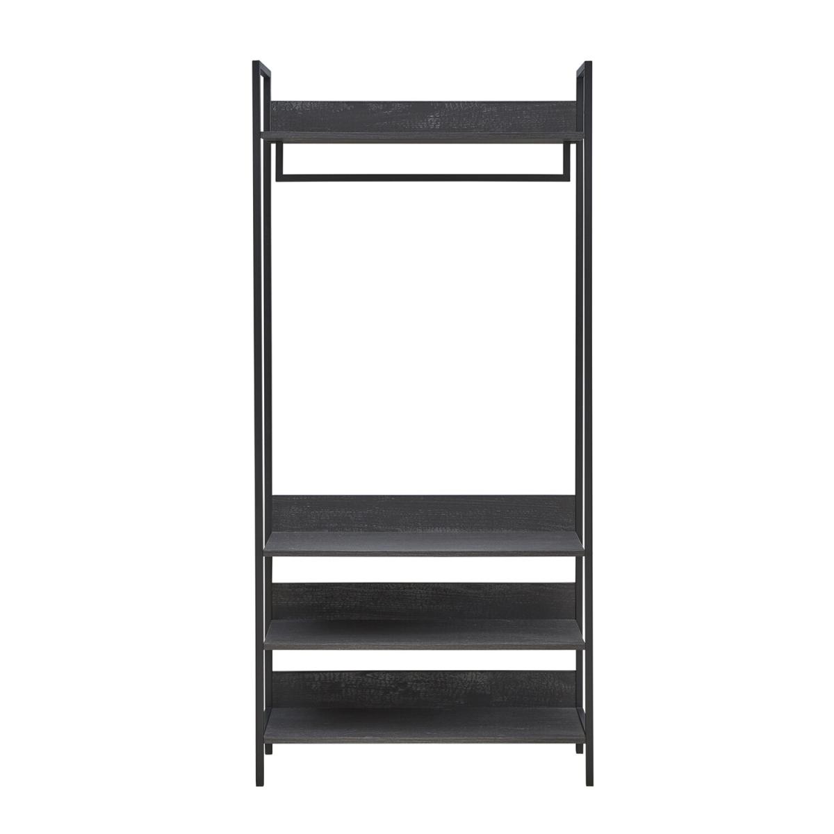Zahra Open Wardrobe with Four Shelves - Black / 83.8cm – image 3