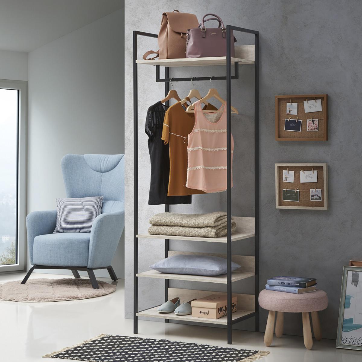 Zahra Open Wardrobe with Four Shelves - Black / 83.8cm – image 21