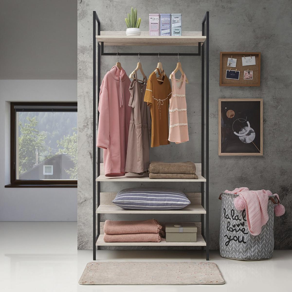 Zahra Open Wardrobe with Four Shelves - Black / 83.8cm – image 26