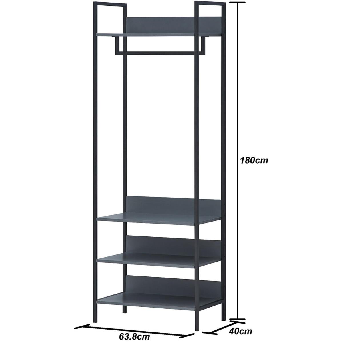 Zahra Open Wardrobe with Four Shelves - Black / 83.8cm – image 30
