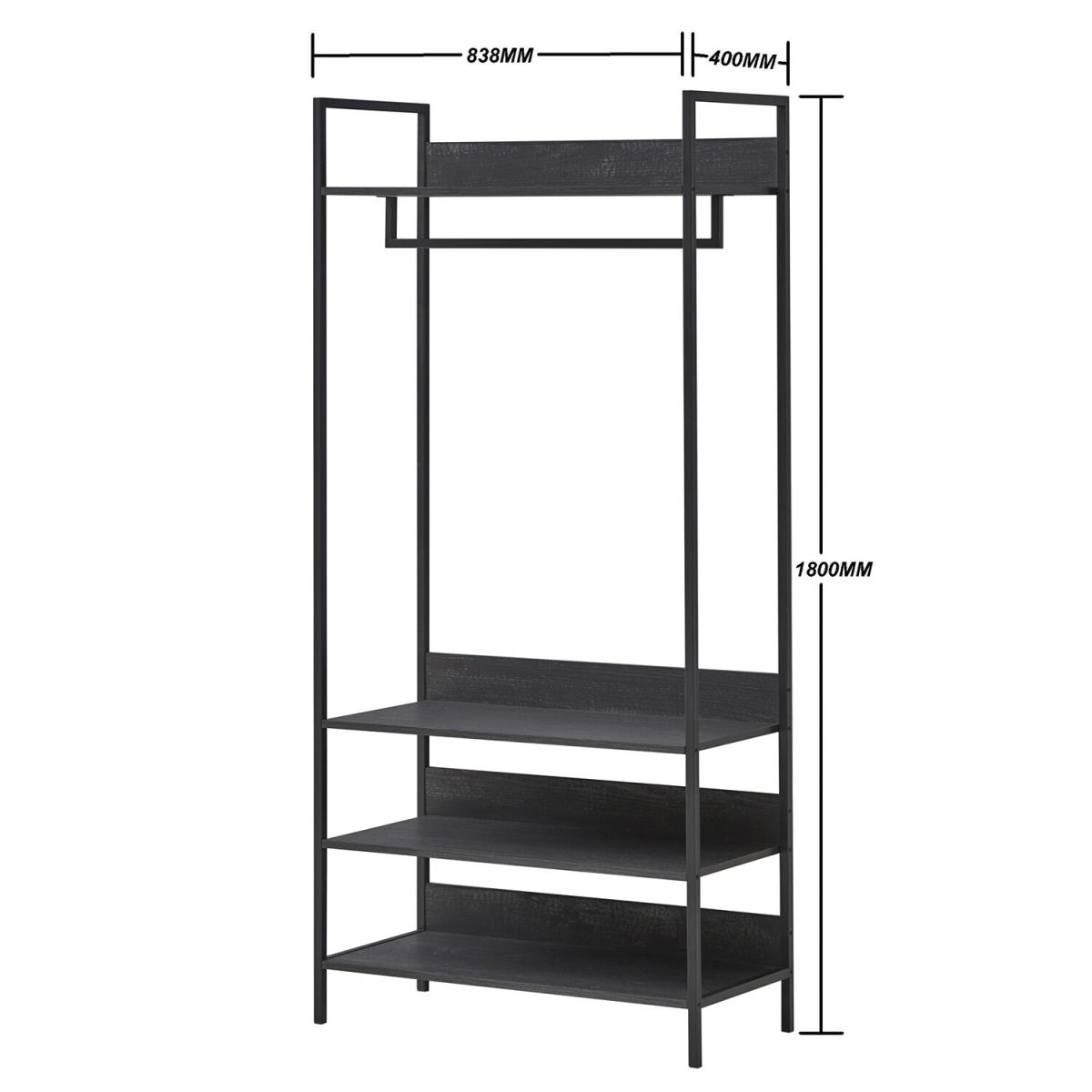 Zahra Open Wardrobe with Four Shelves - Black / 83.8cm – image 5