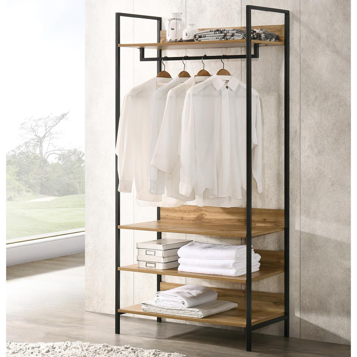 Zahra Open Wardrobe with Four Shelves - Black / 83.8cm – image 6