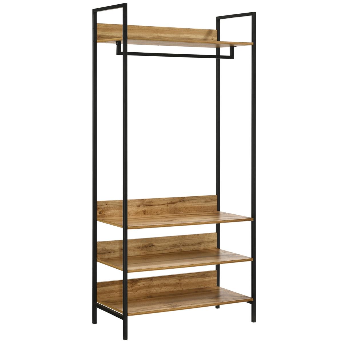 Zahra Open Wardrobe with Four Shelves - Black / 83.8cm – image 7