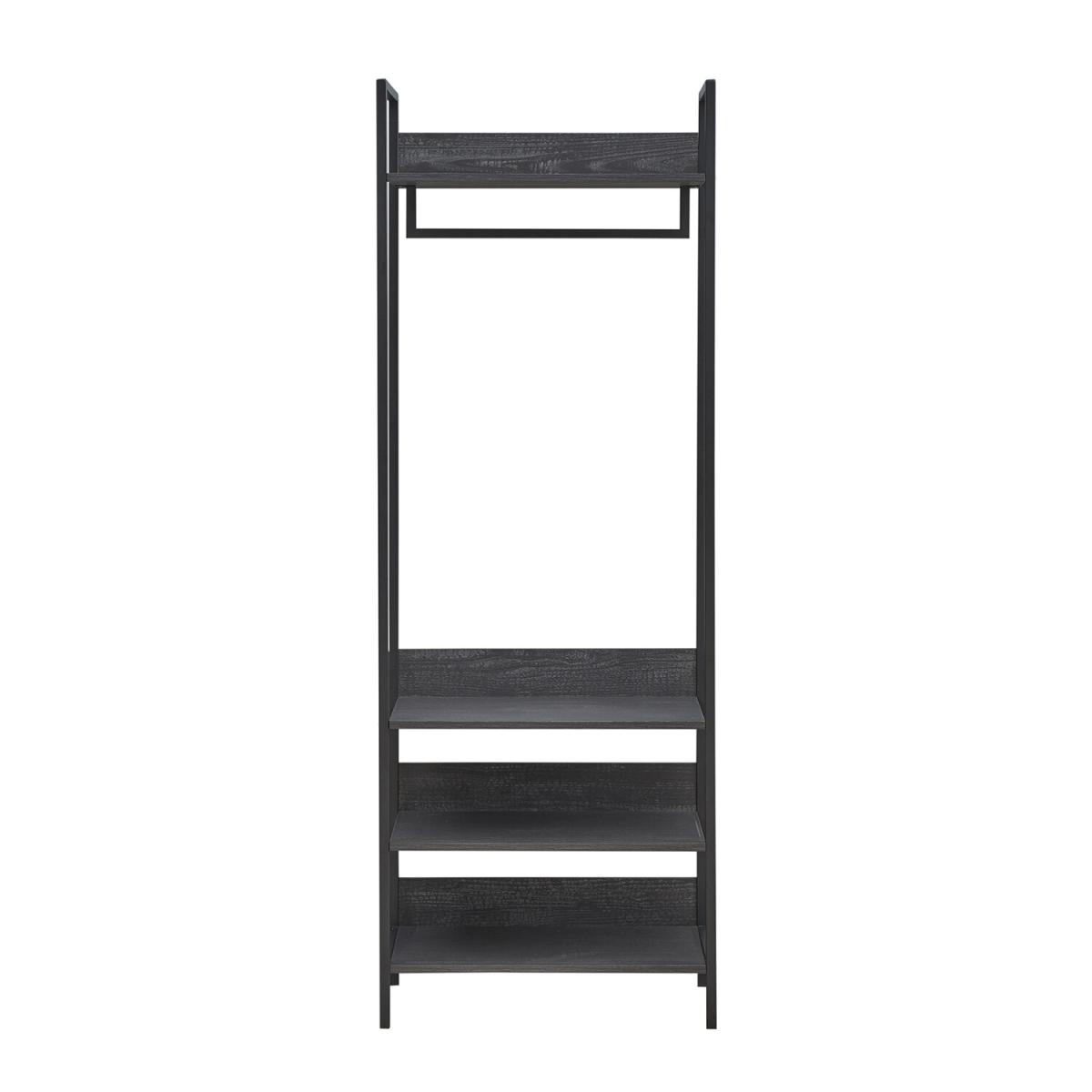 Zahra Open Wardrobe with Four Shelves - Black / 83.8cm – image 8