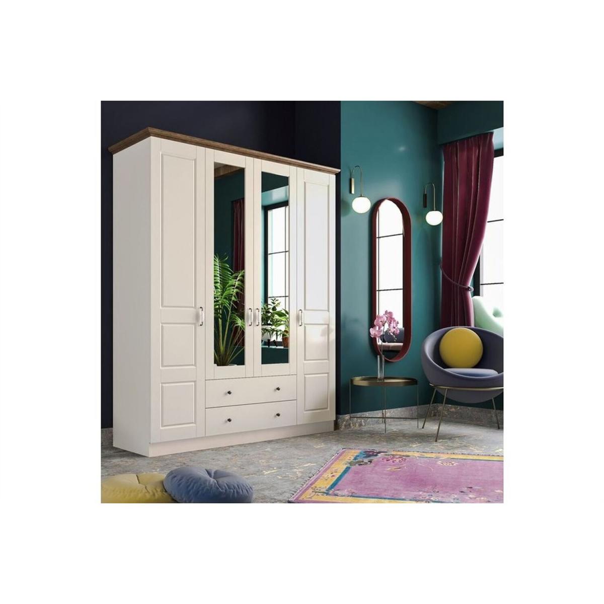 Klistra 4 Doors and 2 Drawers Wardrobe - White – image 2