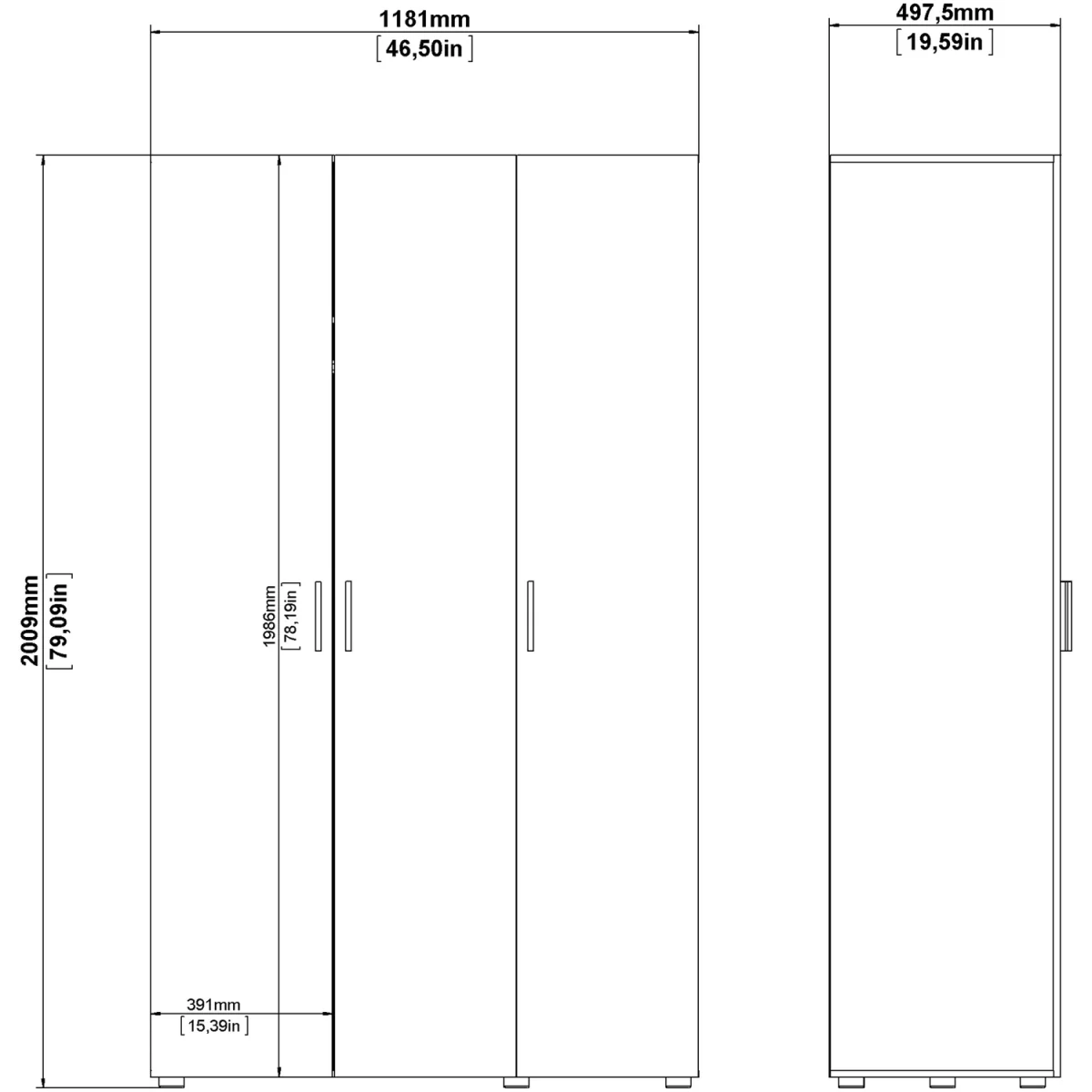 Pepe Wardrobe with 3 Doors - Black – image 8