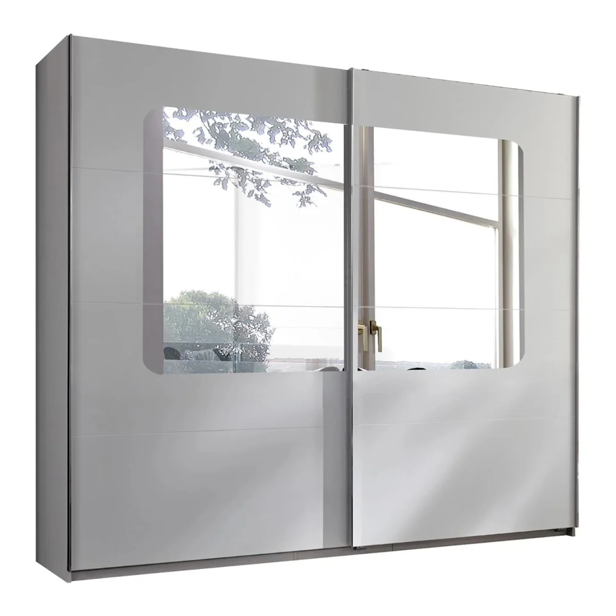 Bergen White and Oak 270cm Sliding Mirrored Wardrobe - White – image 3