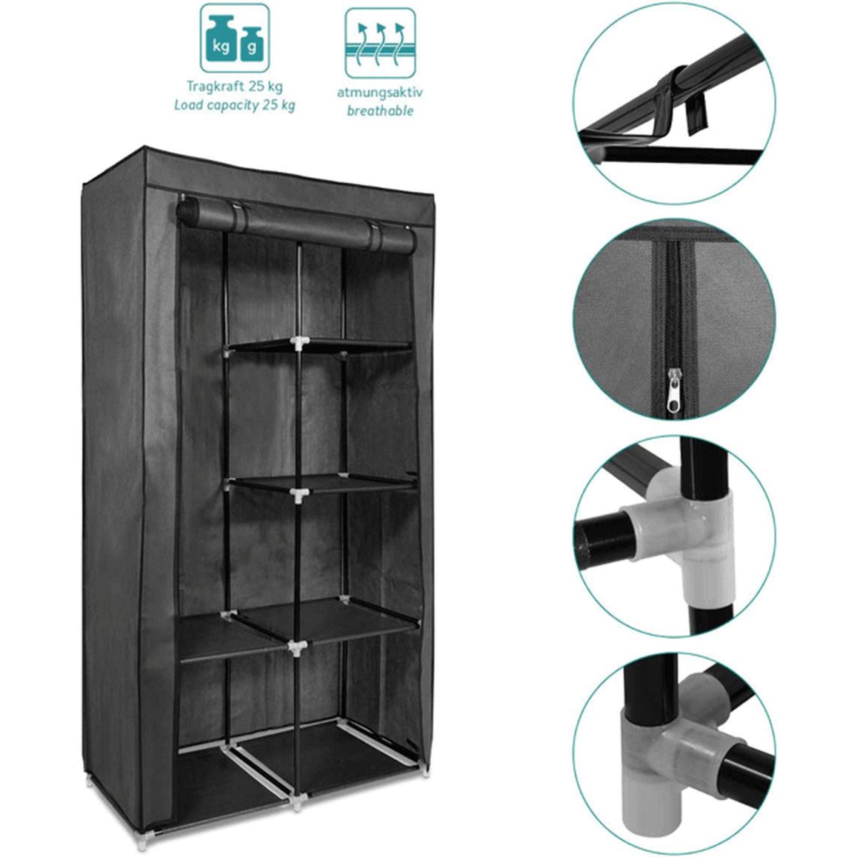 Freestanding Foldable Wardrobe - Black / 5 Layer – image 4