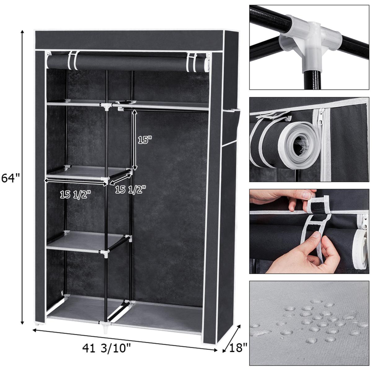 Freestanding Foldable Wardrobe - Black / 5 Layer – image 9