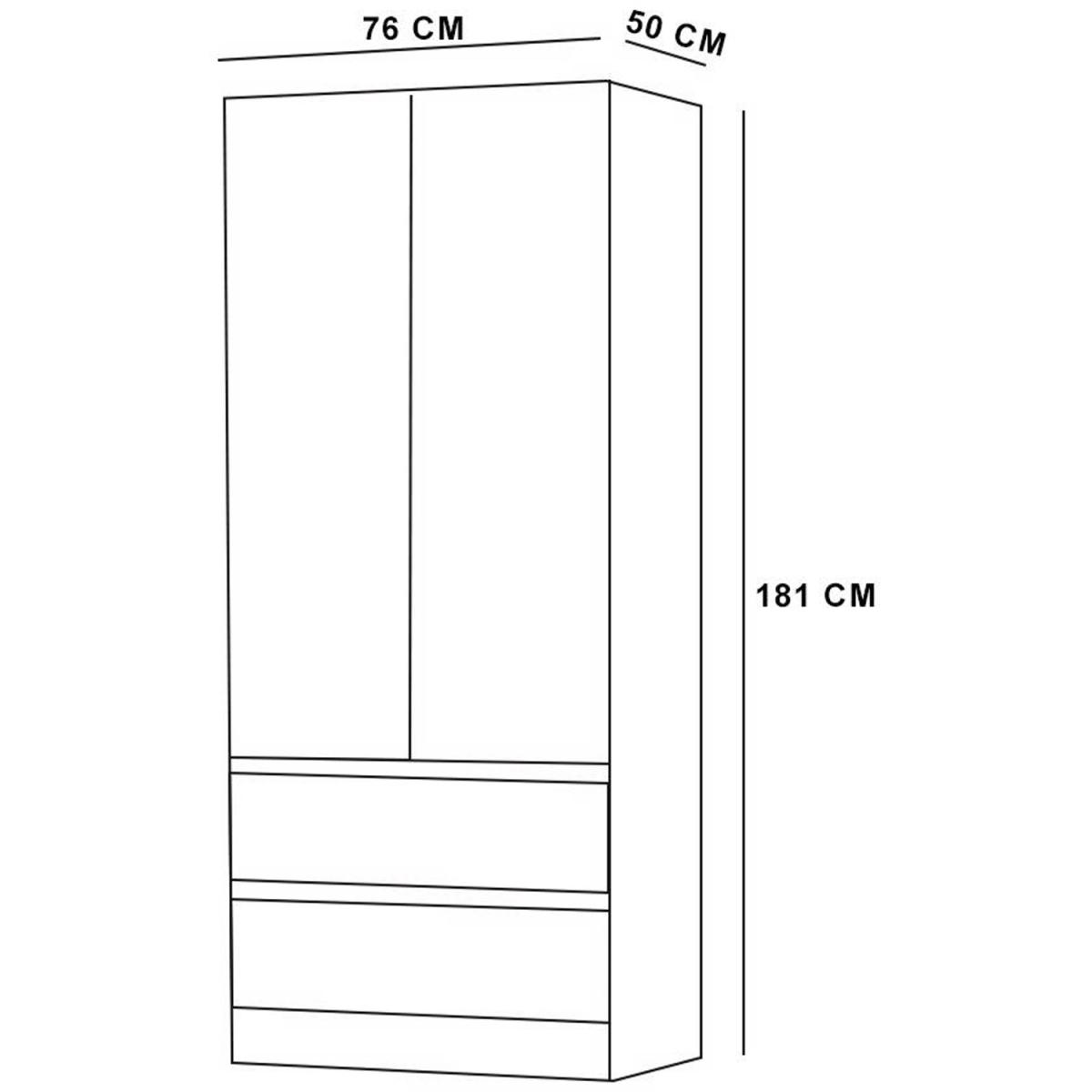 2 Door 2 Drawer Rustic Oak Combination Wardrobe - Brown – image 4